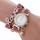 Wish Hot Selling Alloy Diamond Set LOVE Bracelets Fashion WOMEN'S Quartz Watch Coiling Pendant Fashion Watch JS1008