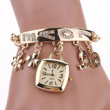 Relogio Feminino Watches Fashion Women Love Rhinestone Chain Bracelet Wrist Watch Square Watch Drop Shipping New