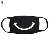 Unisex Solid Black Cartoon Teeth Print Face Half Mouth Mask Fashion Cute Breathable Warm Cotton Windproof Anti-Dust Masks