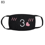 Unisex Solid Black Cartoon Teeth Print Face Half Mouth Mask Fashion Cute Breathable Warm Cotton Windproof Anti-Dust Masks
