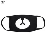 Unisex Solid Black Cartoon Teeth Print Face Half Mouth Mask Fashion Cute Breathable Warm Cotton Windproof Anti-Dust Masks
