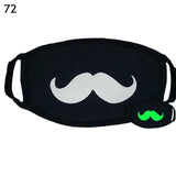 Unisex Solid Black Cartoon Teeth Print Face Half Mouth Mask Fashion Cute Breathable Warm Cotton Windproof Anti-Dust Masks