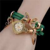 MINHIN Butterfly Retro Bracelet Watches Women Lovely Wedding Quartz Wrist Watches 6 Colors Rhinestone Delicate Female Watches